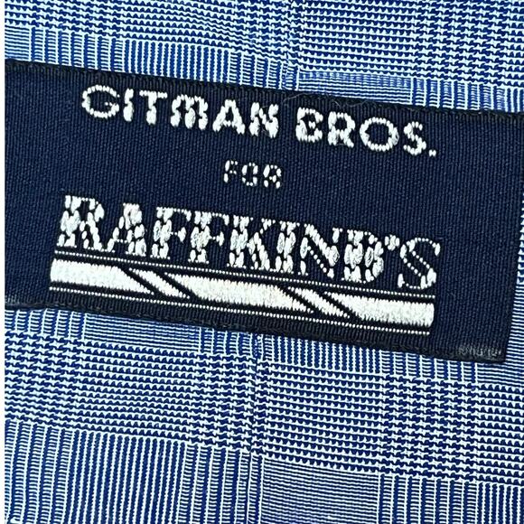 Gitman Bros Mens Size 18-36 Blue Plaid Button Front Long Sleeve Dress Shirt - Picture 3 of 8